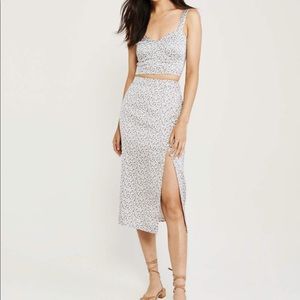 Abercrombie Leopard Print Midi Slit Skirt